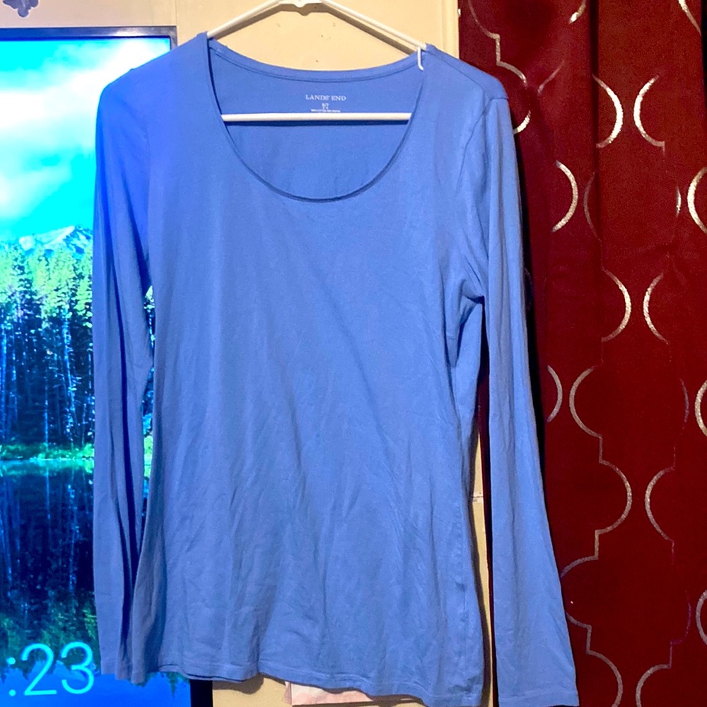 LANDS END  Size S 56% cotton 38% rayon 6% spandex  Light blue